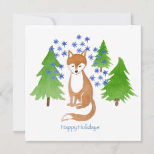 Pequeña Tarjeta de Felices Fiestas Zorro en el Bosque