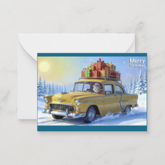 Pequeña Tarjeta de felicitación de Papá Noel Oldtimer