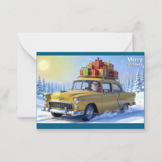 Pequeña Tarjeta de felicitación de Papá Noel Oldtimer (Anverso)