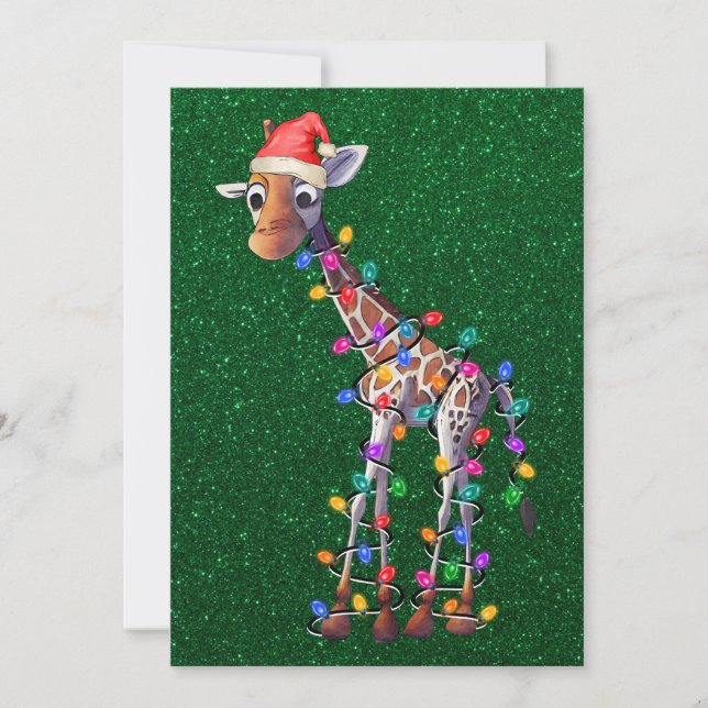 Pequeña Tarjeta de felicitación Giraffe para navidades (Anverso)