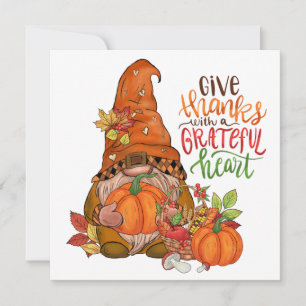 Pequeña Tarjeta de felicitación Gnome de Acción de Gracias