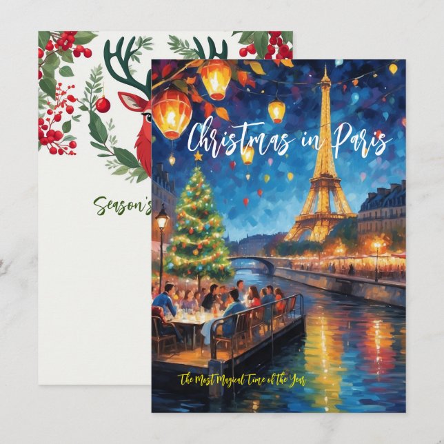 Pequeña Tarjeta de Felicitación 'Navidad en París' (Anverso / Reverso)