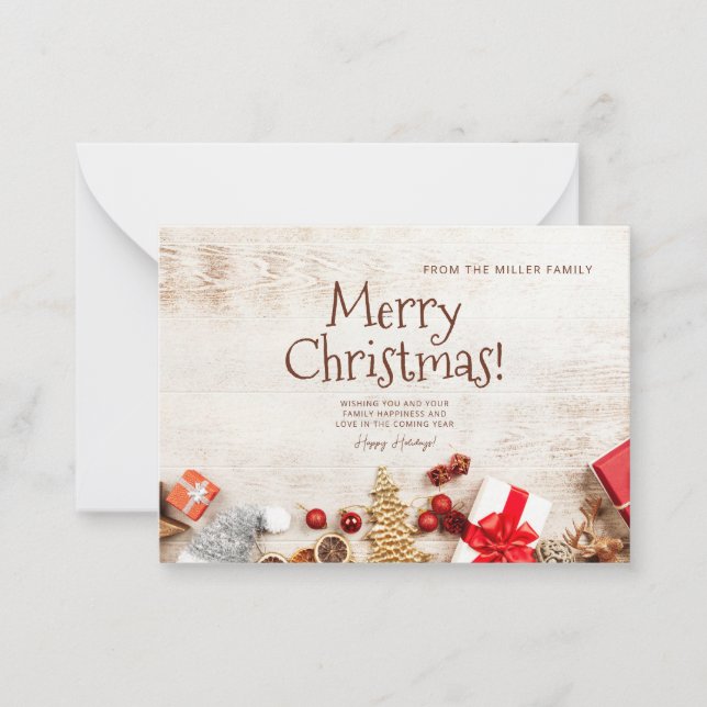 Pequeña Tarjeta de felicitación navideña de Feliz, festivi (Anverso)