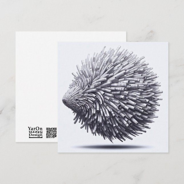 Pequeña Tarjeta de felicitación Porcupine Rolling Magazine (Anverso / Reverso)