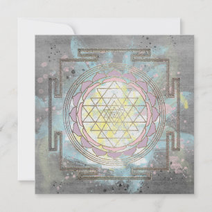 Pequeña Tarjeta de felicitación Sri Yantra acuarela