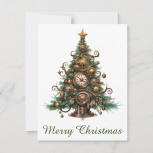 Pequeña Tarjeta de felicitación Steampunk Christmas Tree