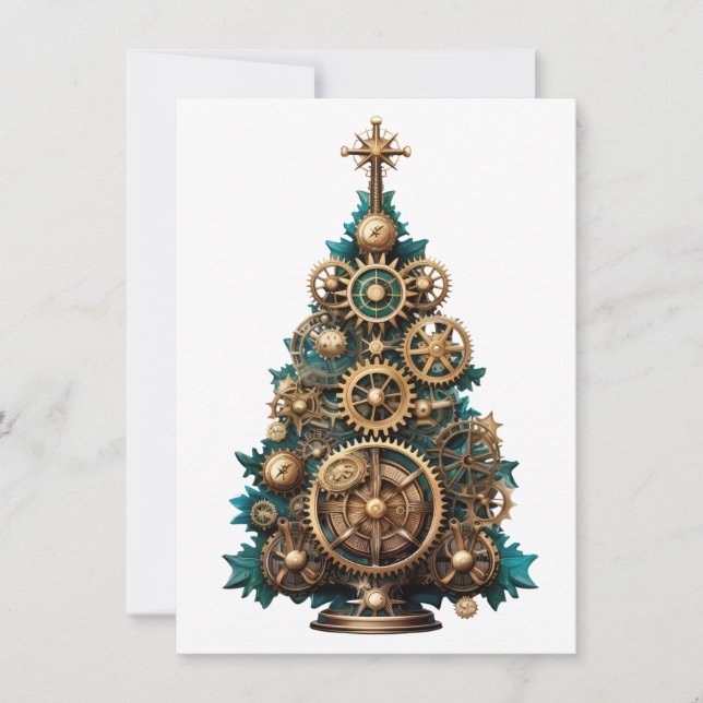 Pequeña Tarjeta de felicitación Steampunk Christmas Tree (Anverso)