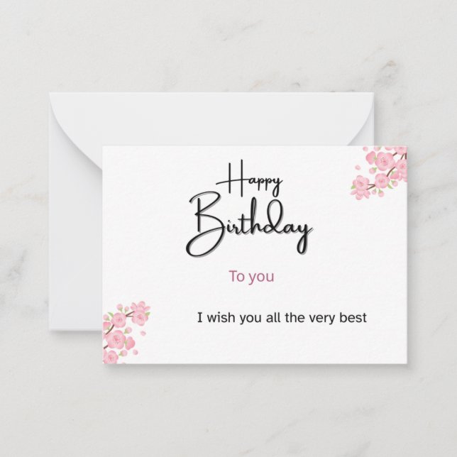Pequeña Tarjeta de Feliz Cumpleaños | Texto Personalizado  (Anverso)