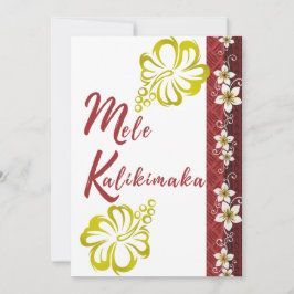 Pequeña Tarjeta de Feliz Navidad con Hibisco Dorado