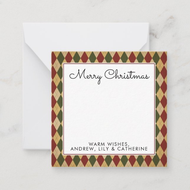 Pequeña Tarjeta de Feliz Navidad de Diamante Rojo Verde Vi (Anverso)