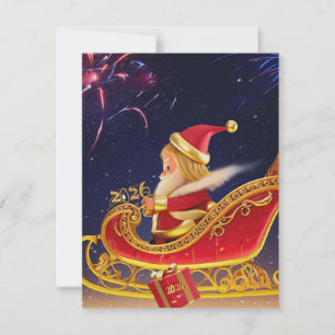 Pequeña Tarjeta de Feliz Navidad de Papá Noel en 3D – Fest