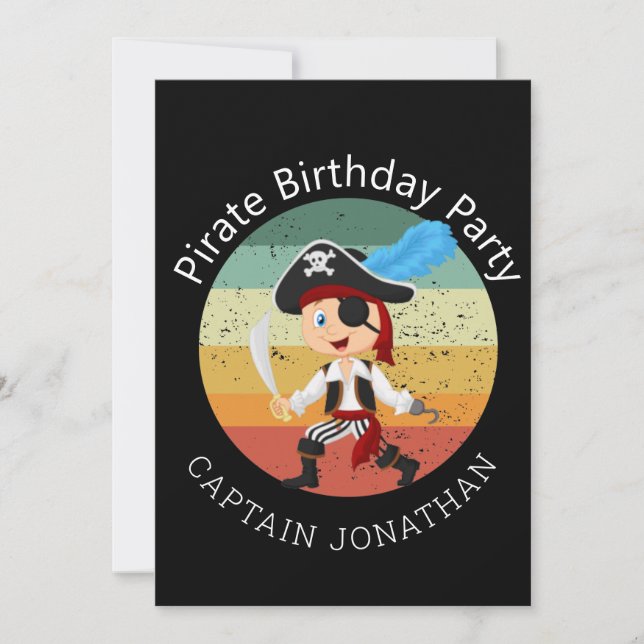 Pequeña Tarjeta de fiesta de niño pirata (Anverso)