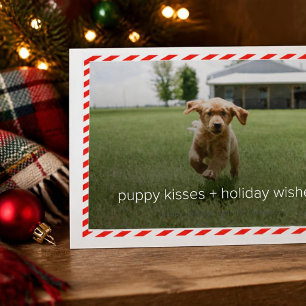 Pequeña Tarjeta de Foto Deseos Navideños Besos de Cachorro