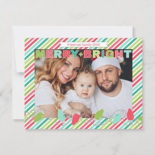 Pequeña Tarjeta de foto navideña con tiras brillantes y me