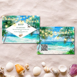 Pequeña Tarjeta de gabinete del Boda RSVP del código QR de