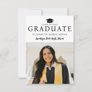 Pequeña Tarjeta de Graduación de Foto de Grado de Grad Cap