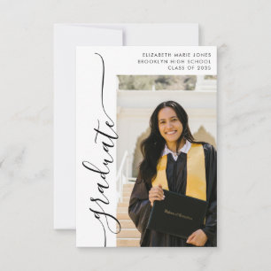 Pequeña Tarjeta de Graduación de Foto de Graduado Minimali