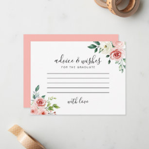 Pequeña Tarjeta de graduación floral rosa y blanca con con