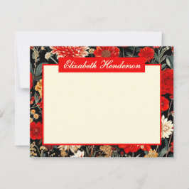 Pequeña Tarjeta de grapería horizontal A6 con flores rojas