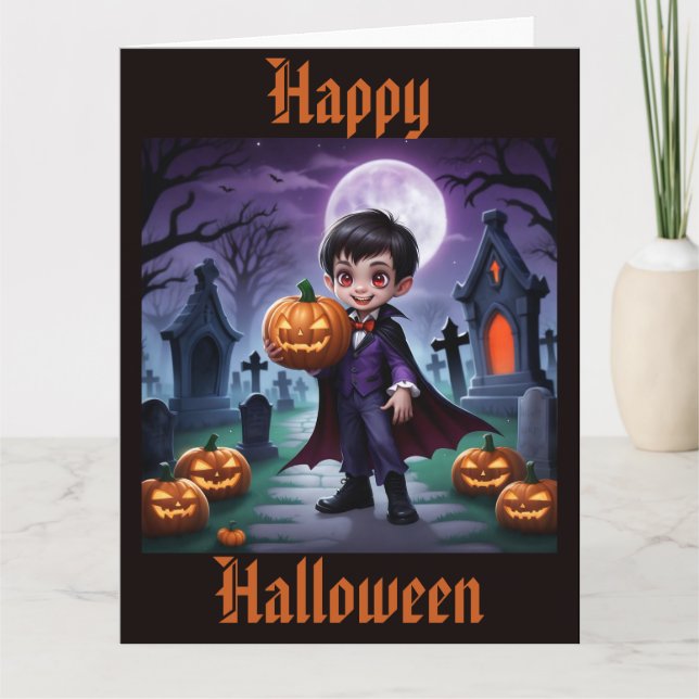 Pequeña tarjeta de halloween con vampiros (Anverso)