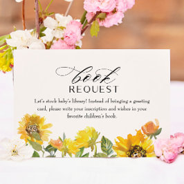 Pequeña Tarjeta de inserción de libro floral amarillo gira