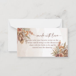 Pequeña tarjeta de inserción de receta de amor hecha con