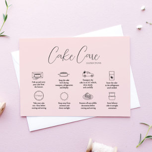 Pequeña Tarjeta de instrucciones para el cuidado de pastel