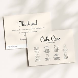 Pequeña Tarjeta de instrucciones para el cuidado de pastel