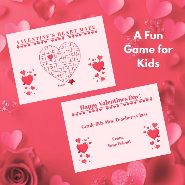 Pequeña Tarjeta de juego de laberinto del Día de San Valen (Classroom Valentine's Day Card Game-Maze)