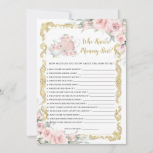 Pequeña Tarjeta de juego de té floral rosado ¿Quién conoce