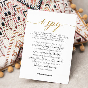 Pequeña Tarjeta de juego espía de caza de fotos de boda