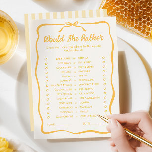 Pequeña Tarjeta de juego Honey Bridal Shower Would She Rat