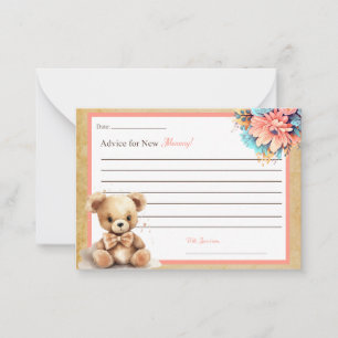 Pequeña Tarjeta de mami Boho Pink Bear Baby Shower Advance