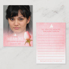 Pequeña Tarjeta de memoria de rosa rosa para memoriales y 