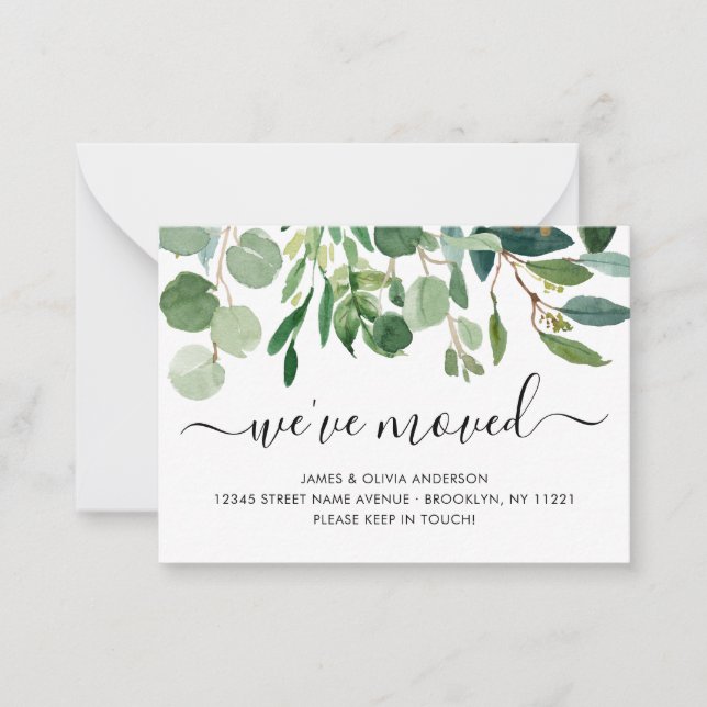 Pequeña Tarjeta de Mudanza de Hojas Presupuesto Hemos Muda (Anverso)