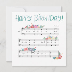 Pequeña Tarjeta de música Happy Birday Floral Sheet