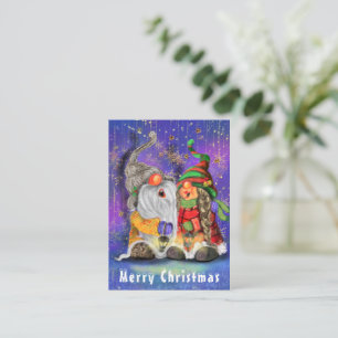 Pequeña Tarjeta de Navidad con Gnomos Pareja