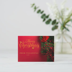 Pequeña Tarjeta de Navidad con guirnalda vintage y texto M