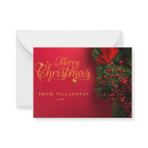 Tarjeta de Navidad con guirnalda vintage y texto M