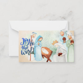 Pequeña Tarjeta de Navidad con Nacimiento Joy To The World