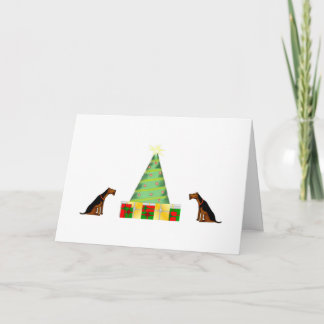 Pequeña tarjeta de Navidad de Airedale de los
