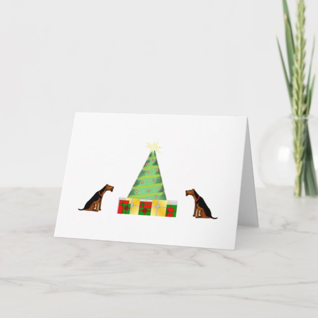 Pequeña tarjeta de Navidad de Airedale de los (Anverso)