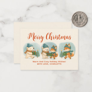 Pequeña Tarjeta de Navidad de Animales Acogedores