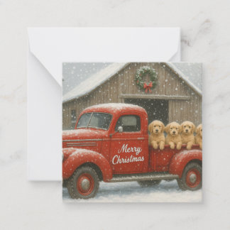 Pequeña Tarjeta de Navidad de Cachorros Retriever Dorado e