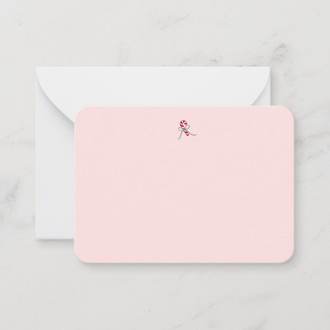Pequeña Tarjeta de Navidad de Caramelo Rosa (Anverso)