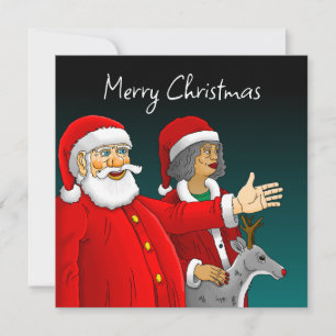 Pequeña Tarjeta de Navidad de Papá Noel, la Sra. Claus y R
