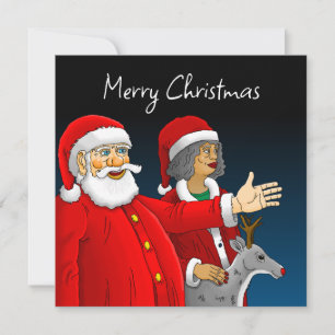 Pequeña Tarjeta de Navidad de Papá Noel, la Sra. Claus y R