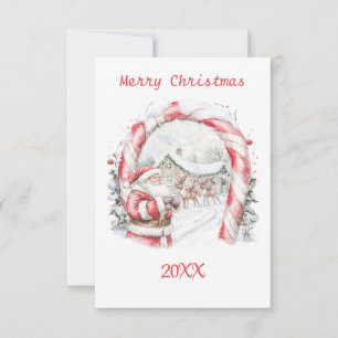 Pequeña Tarjeta de Navidad de Santa y Reno