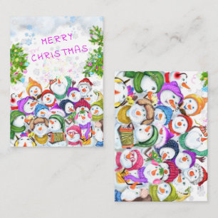 Pequeña Tarjeta de Navidad del Muñeco de Nieve Feliz