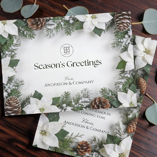 Pequeña Tarjeta de Navidad elegante con poinsettia blanca